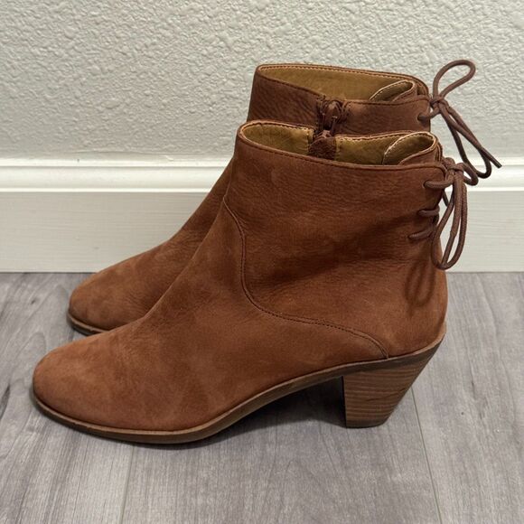 Lucky Brand Shoes - Lucky Brand Women's 6.5 Brown Suede Ankle Boots Block Heel Side Zip Lace back